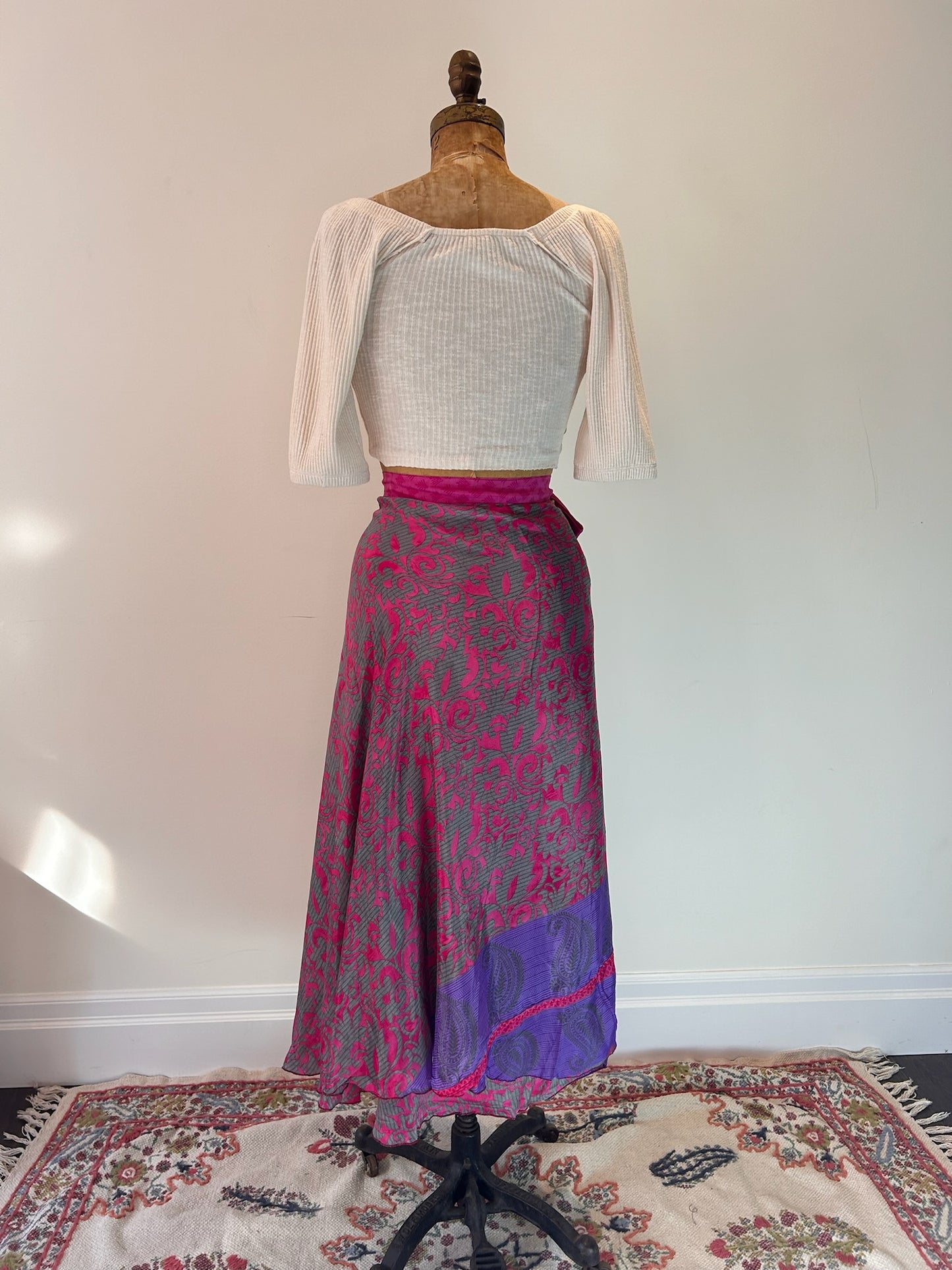 Long Multi Wear Reversible Skirt - Pink Teal