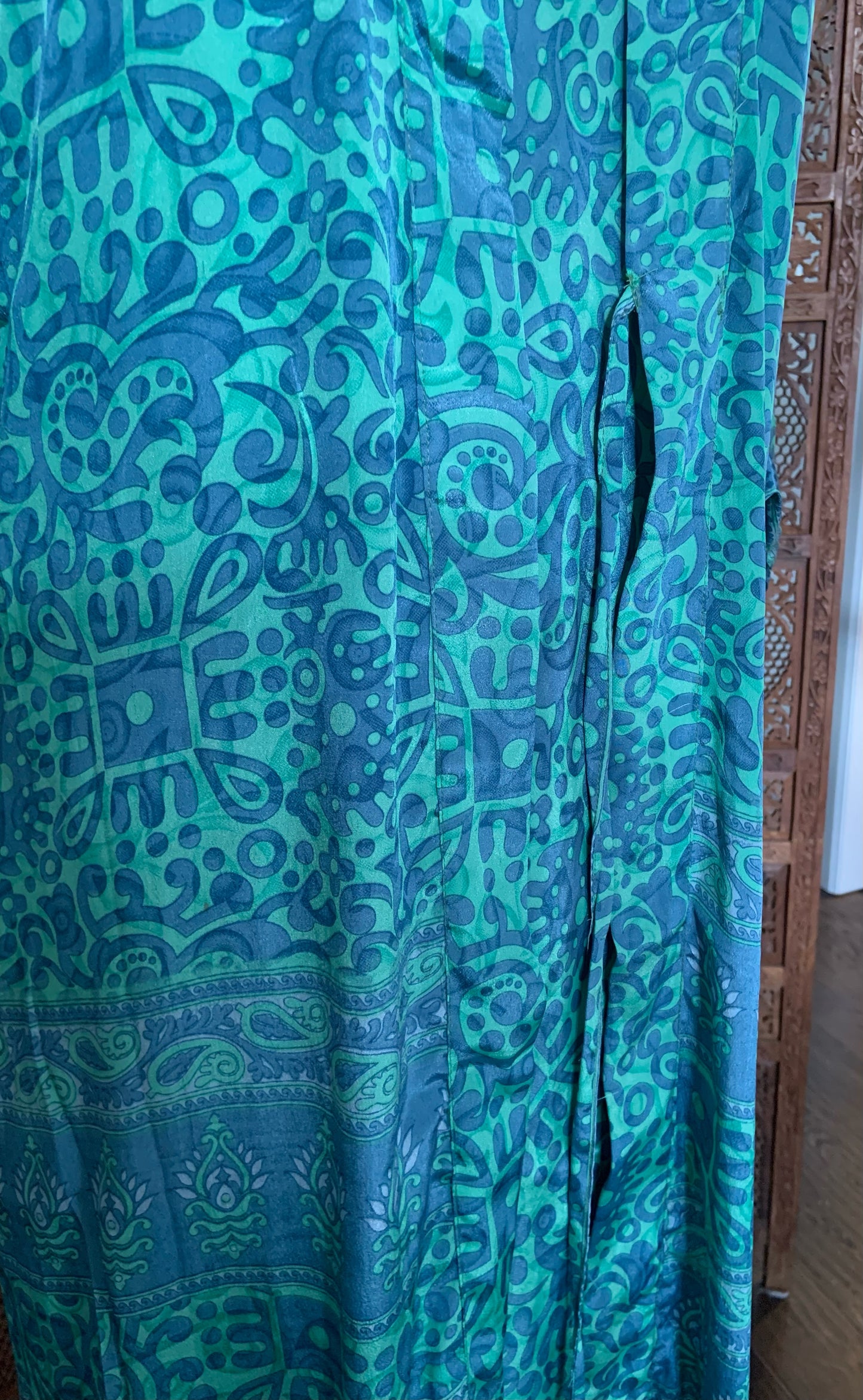 Silk Dress and Kimono Set - Blue Green