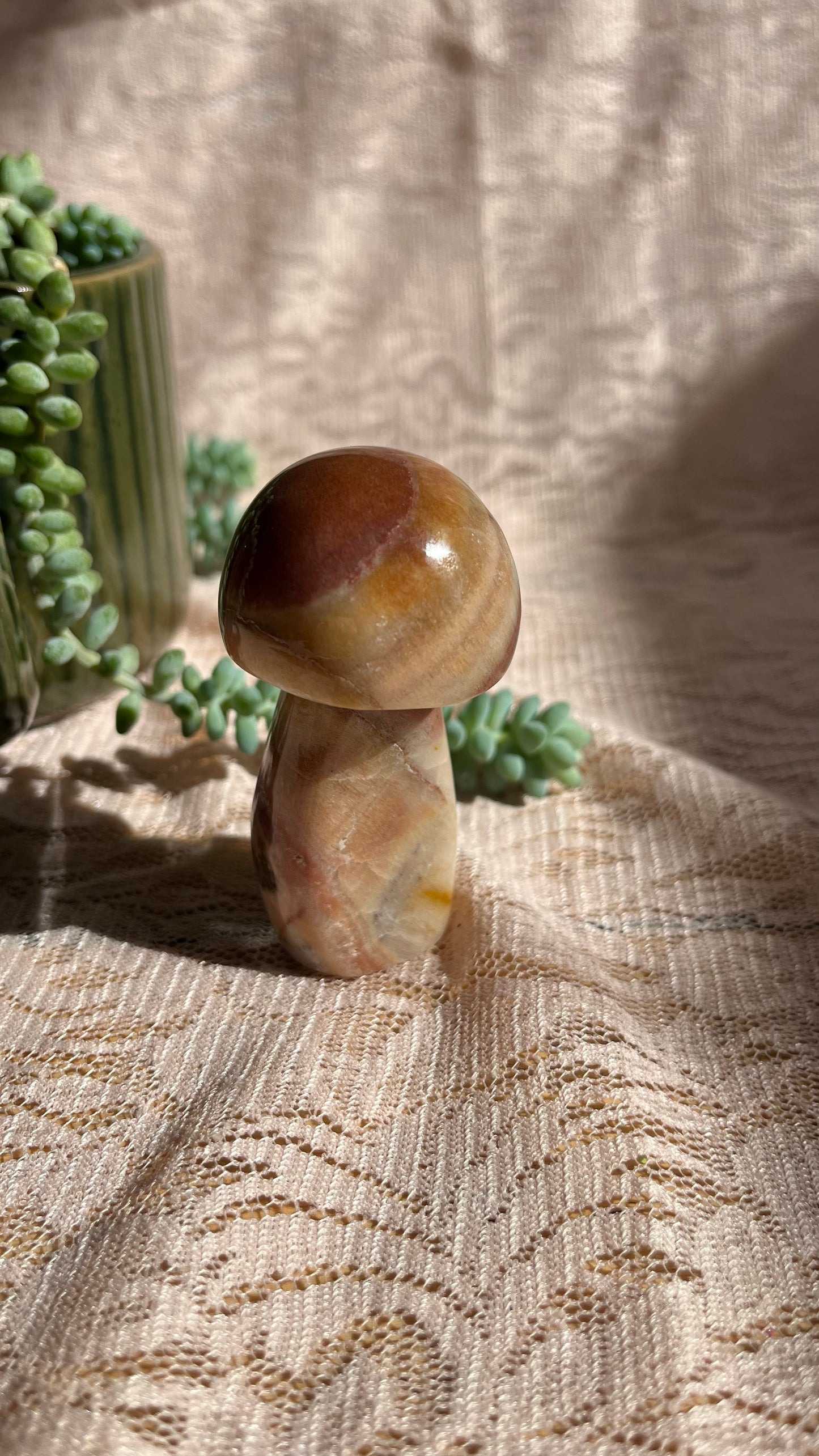 Peach Calcite Crystal Mushroom