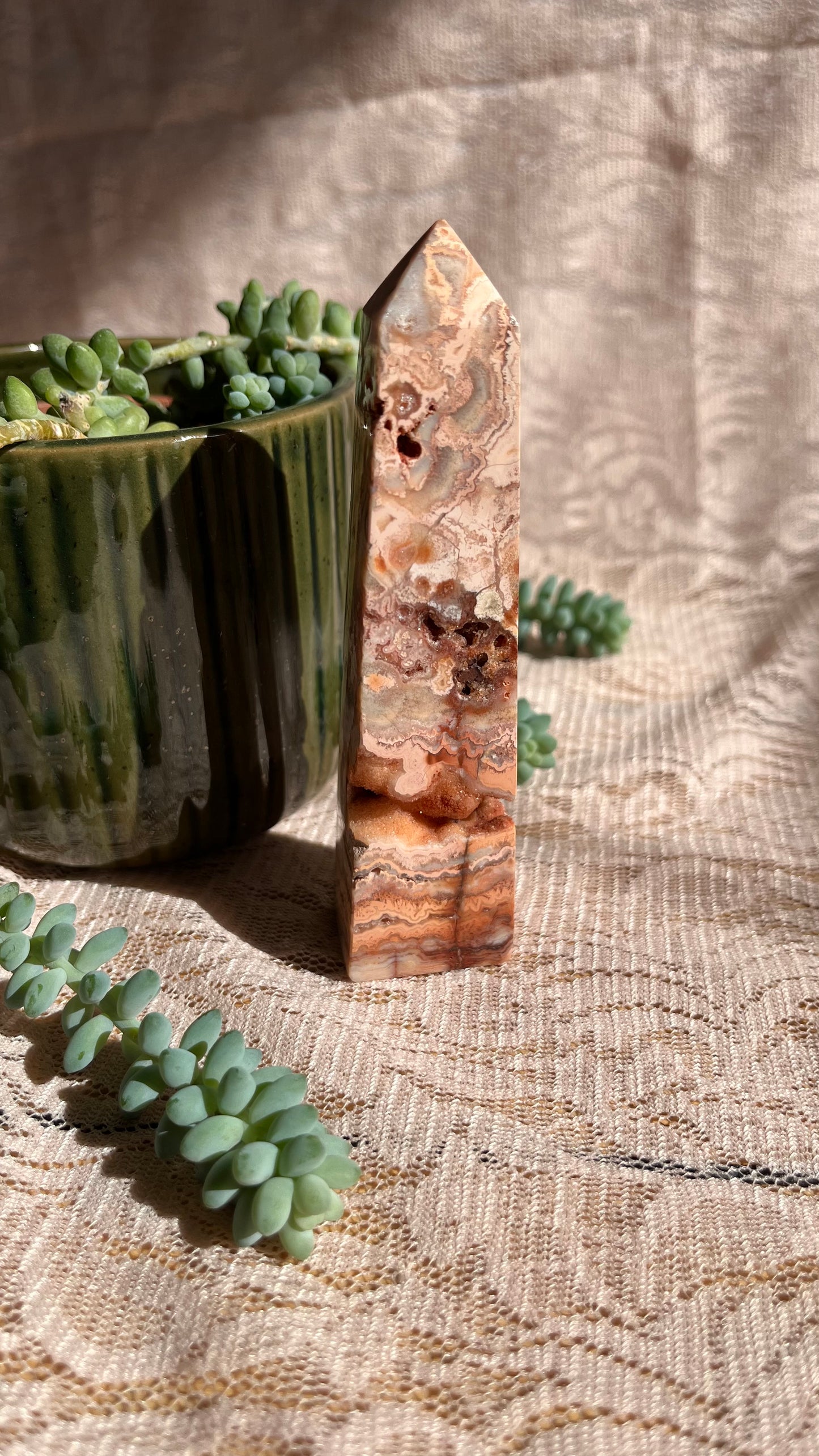 Pink Crazy Lace Agate Tower