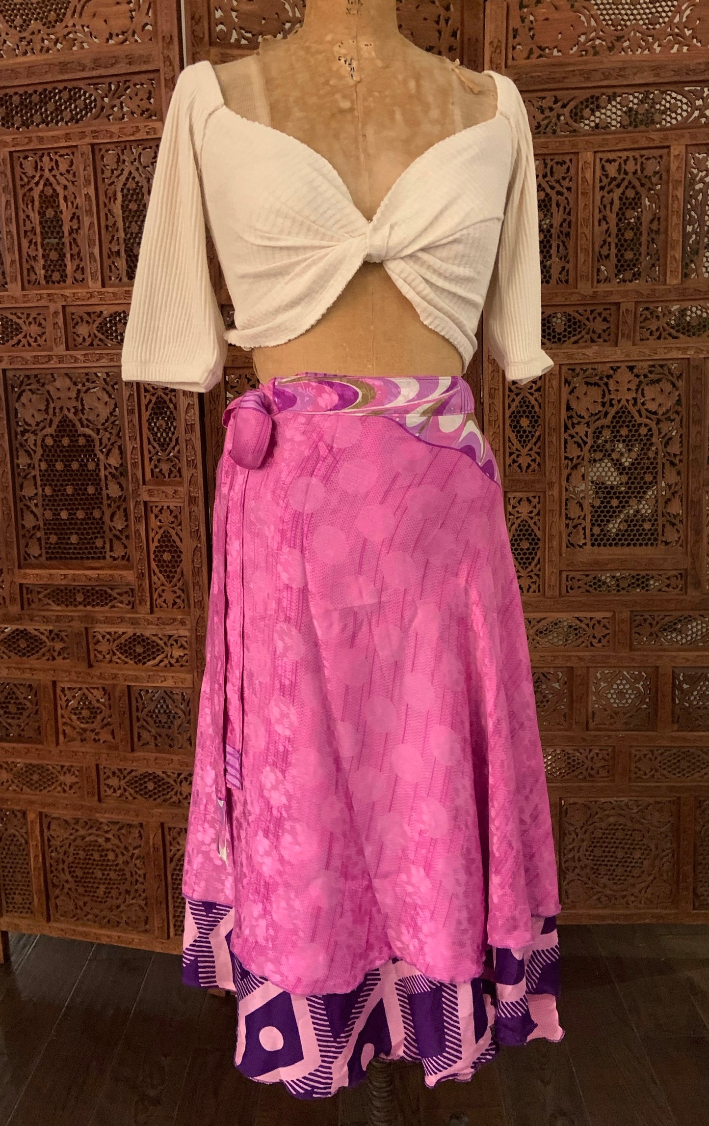 Midi Multi Wear Reversible Skirt - Retro Pink