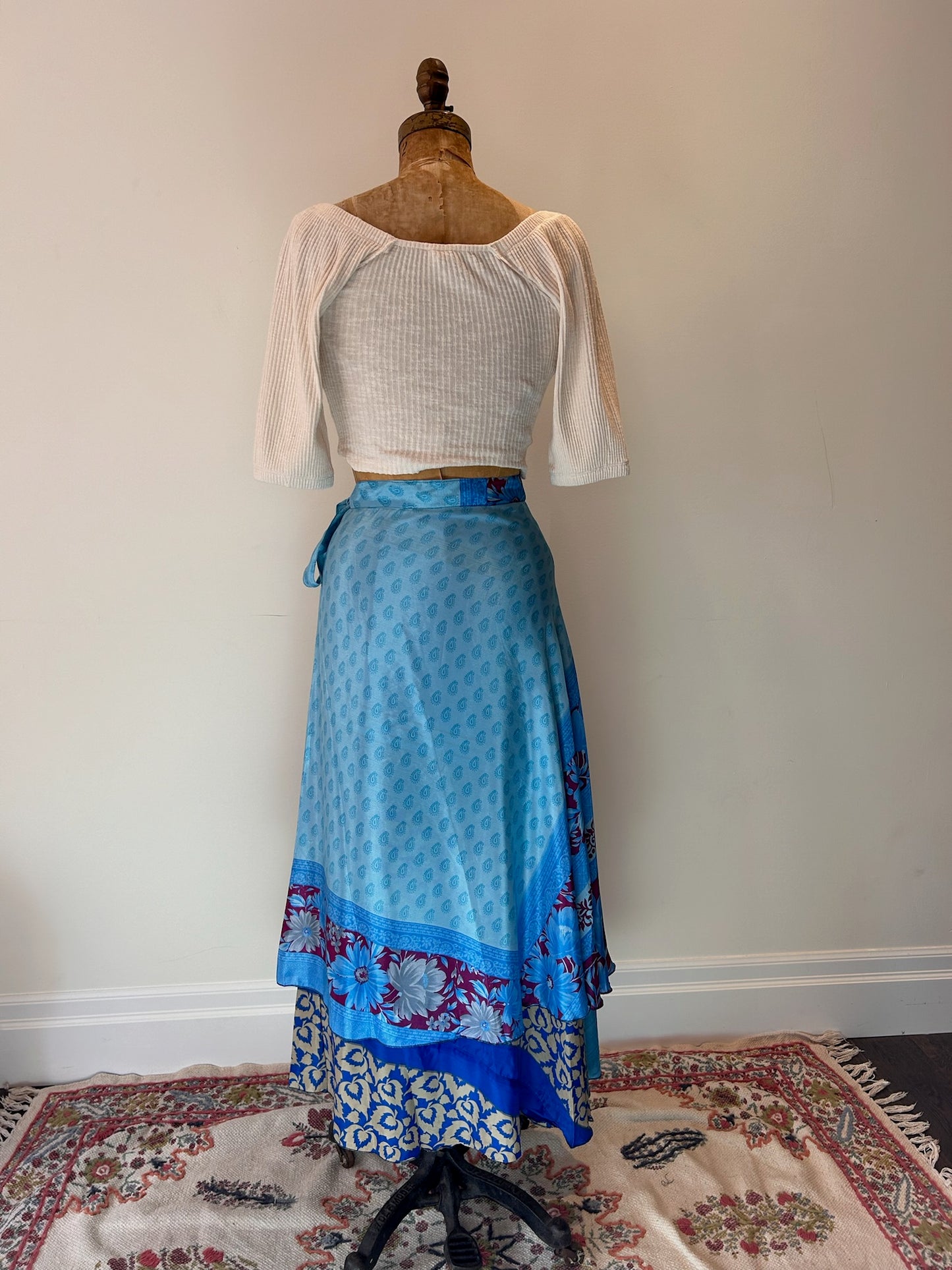 Long Multi Wear Reversible Skirt - Blue Maroon