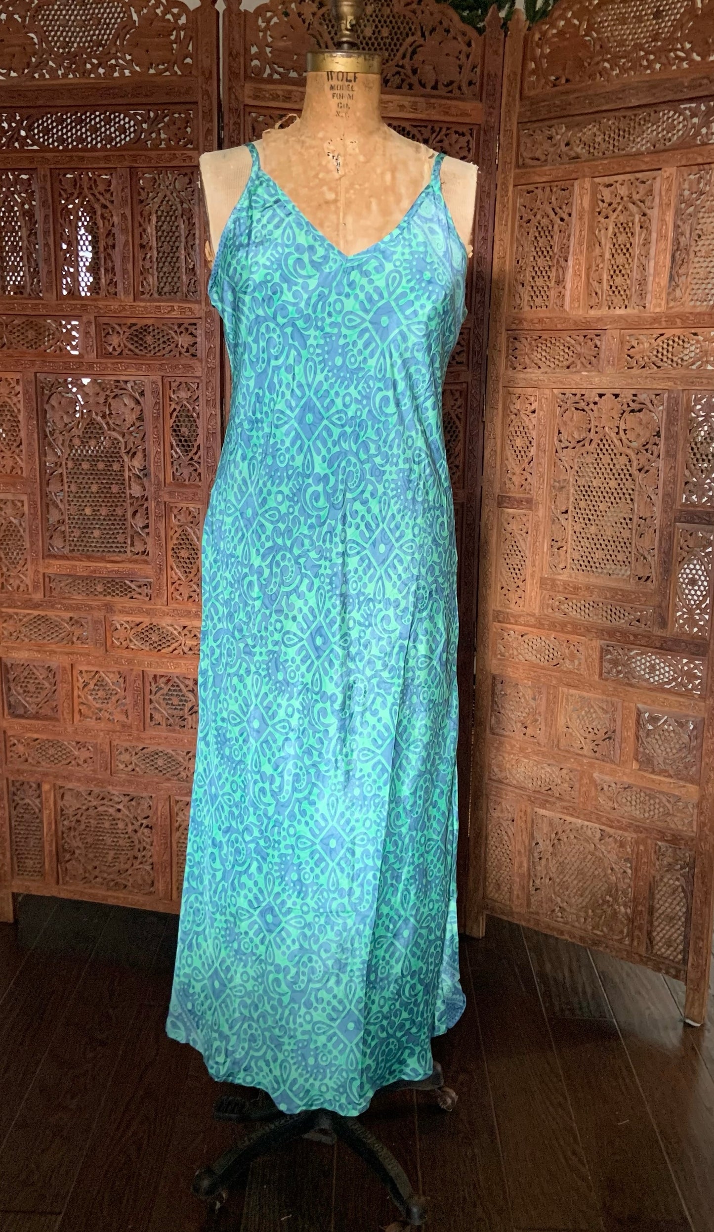 Silk Dress and Kimono Set - Blue Green