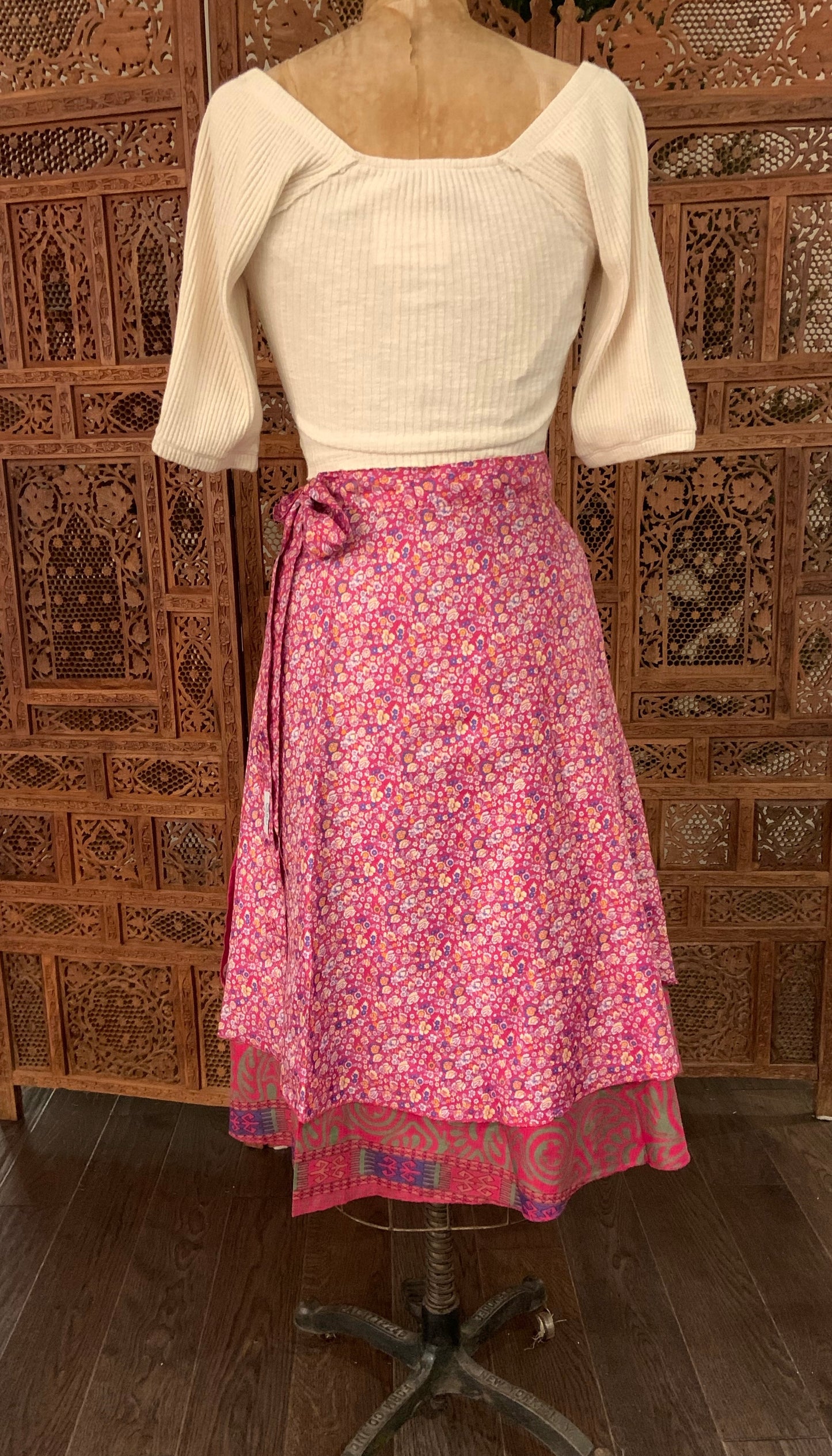 Midi Multi Wear Reversible Skirt - Pink Floral Mix