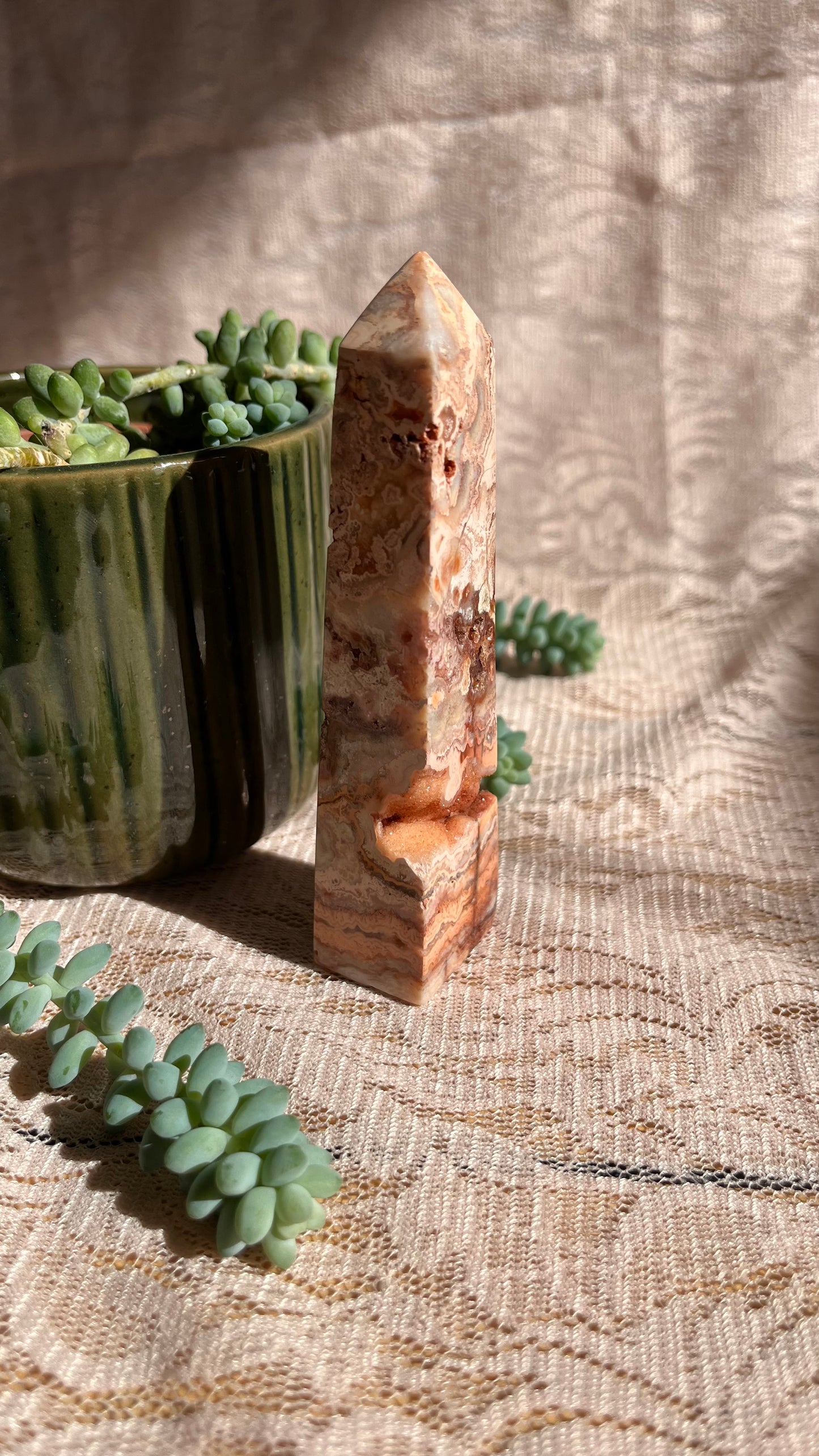 Pink Crazy Lace Agate Tower