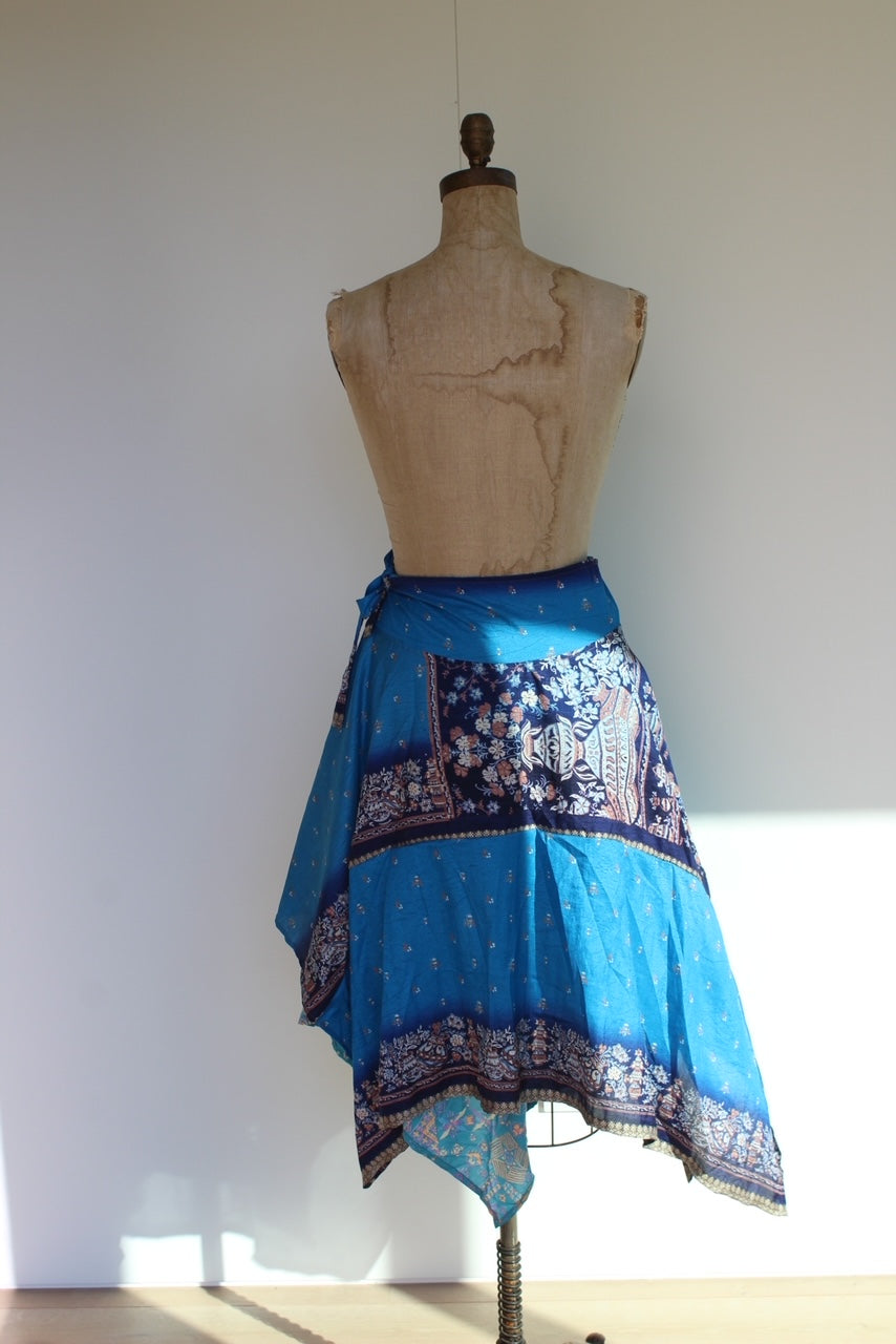 Midi Diamond Multi Wear Reversible Skirt - Blue Mix