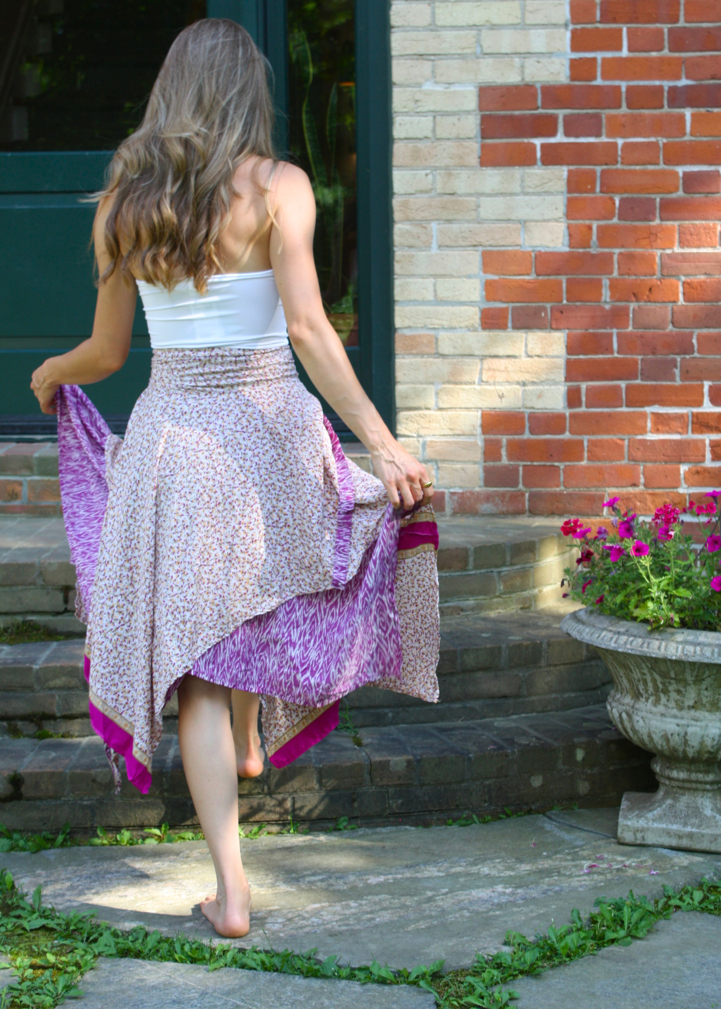 Midi Diamond Multi Wear Reversible Skirt - Maroon